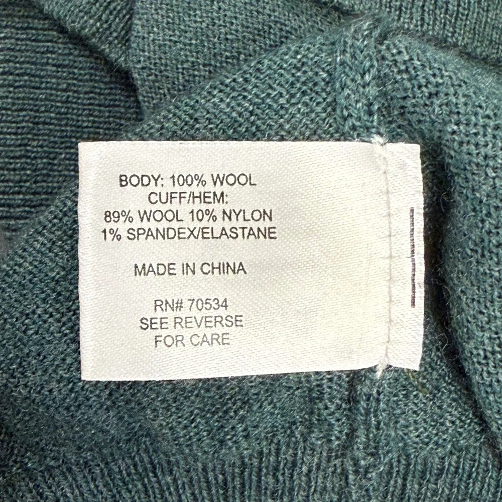 Orvis Mens 100% Wool Quarter Zip Sweater Heather Green Mock Neck Large 9G6T